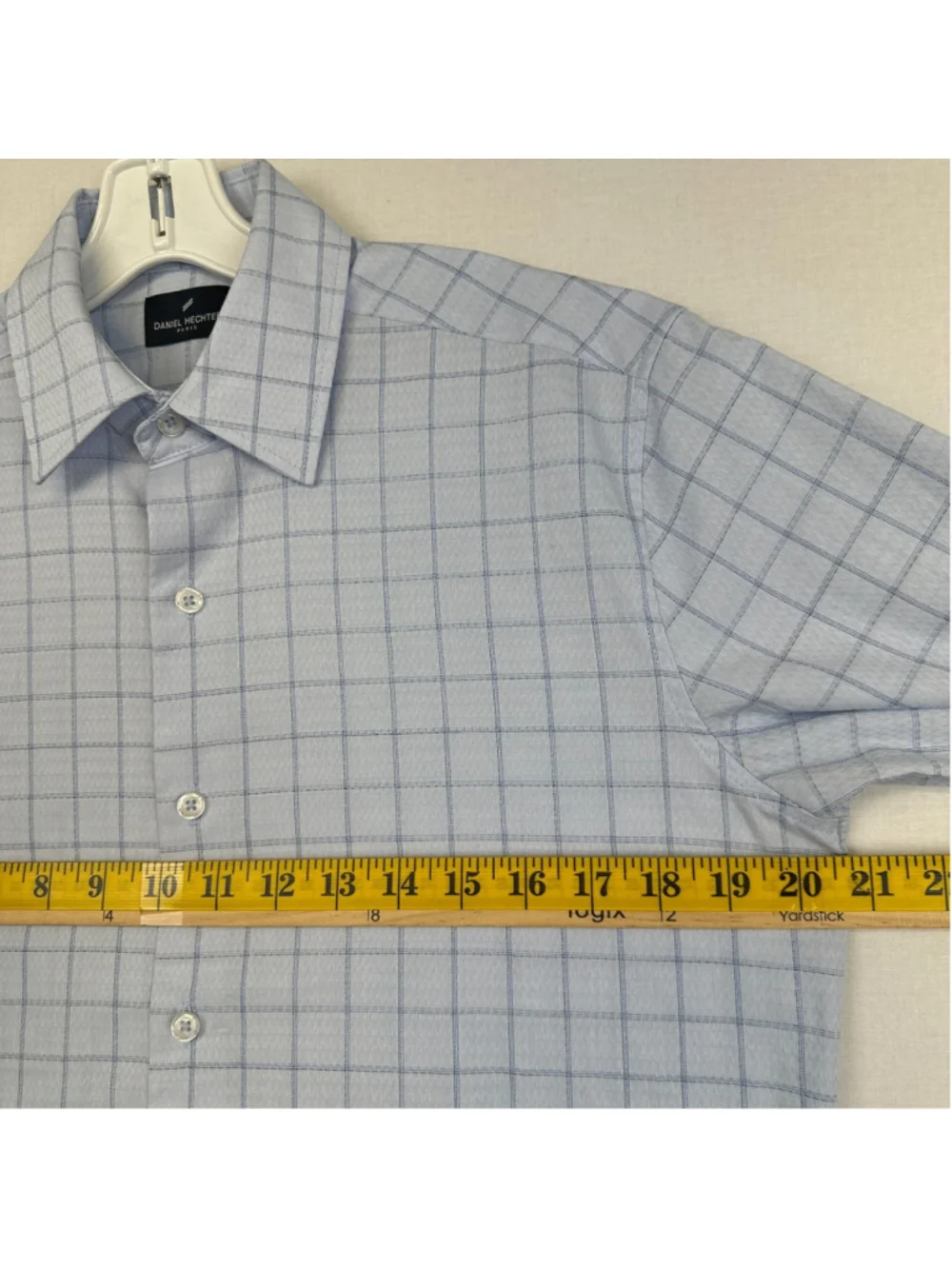 Daniel Hechter Paris Dress Shirt Blue Check Modern Fit Men's / S 14-14.5 - Picture 3 of 12